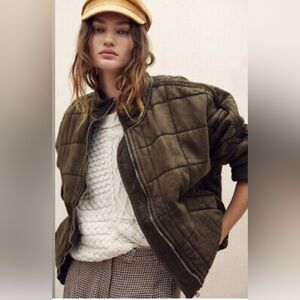 Free People Dolman Quilted Knit Jacket Dusted Military OB1370617 Women Small F13